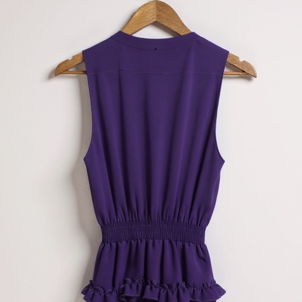 MISA Los Angeles Imelda Ruffle Tiered Mini Dress Purple Sleeveless Medium - Picture 10 of 15